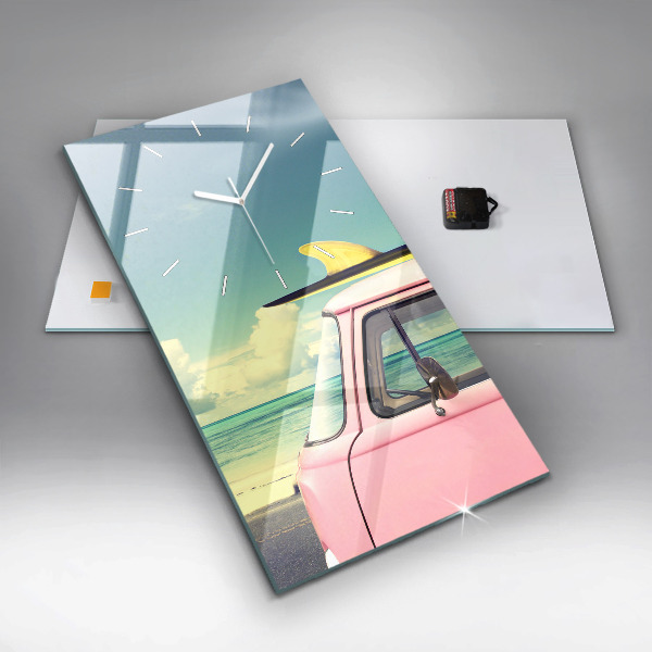Reloj vertical Coche con tabla de surf - espejomat.es