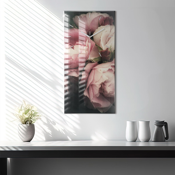 Reloj de cristal vertical Ramo de rosas rosas - espejomat.es