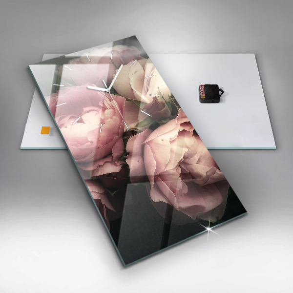 Reloj de cristal vertical Ramo de rosas rosas - espejomat.es