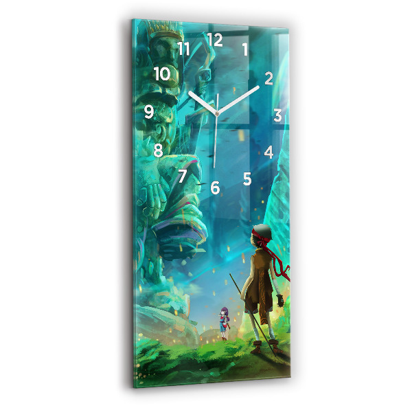 Reloj de cristal vertical Niños en un bosque de cuento - espejomat.es