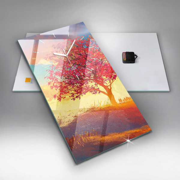 Reloj de cristal vertical Paisaje otoñal - espejomat.es