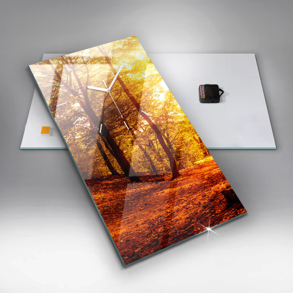 Reloj de vidrio vertical Paisaje forestal al sol - espejomat.es