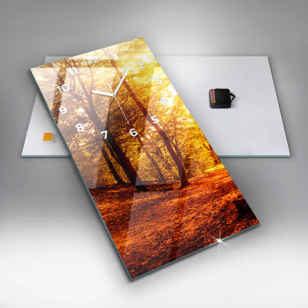 Reloj de vidrio vertical Paisaje forestal al sol - espejomat.es