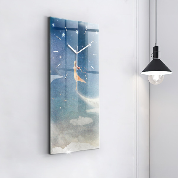 Reloj de cristal vertical Chica en la luna - espejomat.es