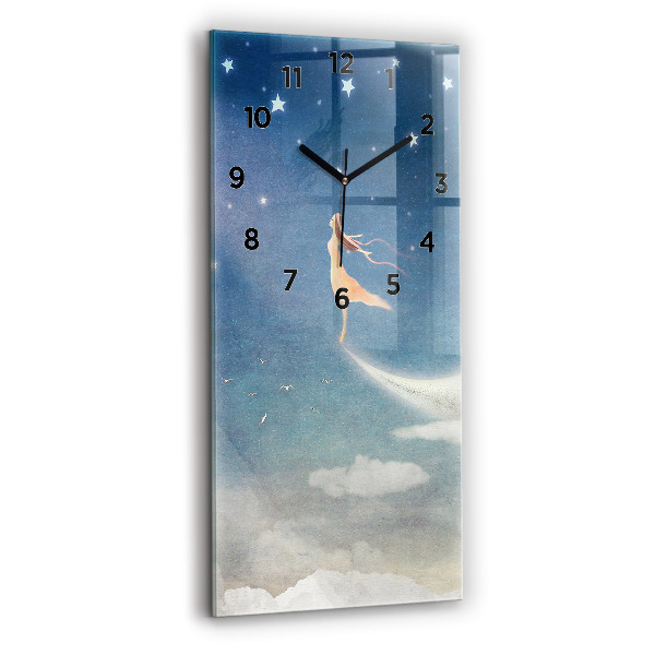 Reloj de cristal vertical Chica en la luna - espejomat.es