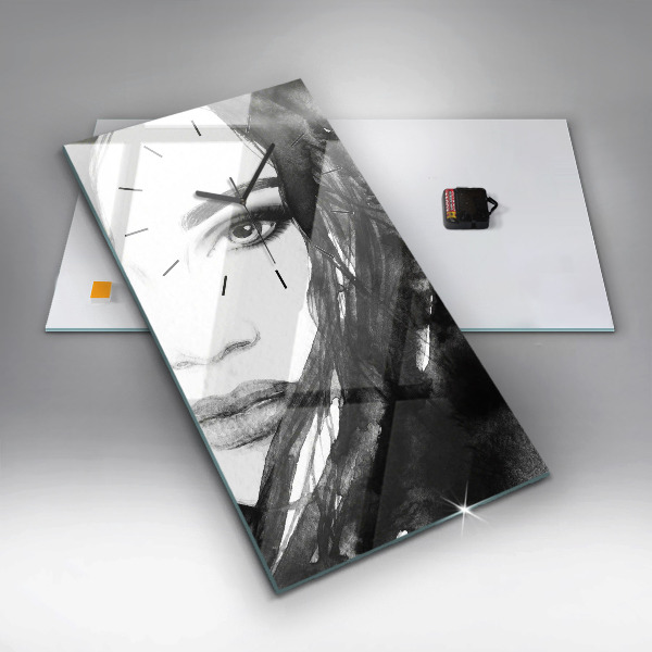 Reloj vertical Retrato de mujer acuarela - espejomat.es