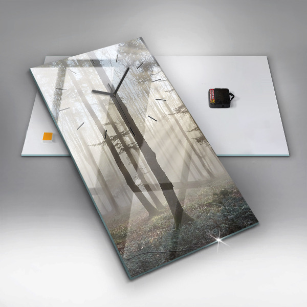 Reloj de cristal vertical Bosque en niebla - espejomat.es