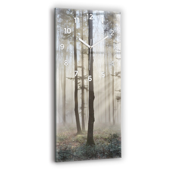 Reloj de cristal vertical Bosque en niebla - espejomat.es