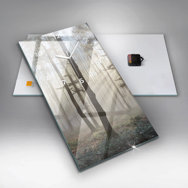 Reloj de cristal vertical Bosque en niebla - espejomat.es