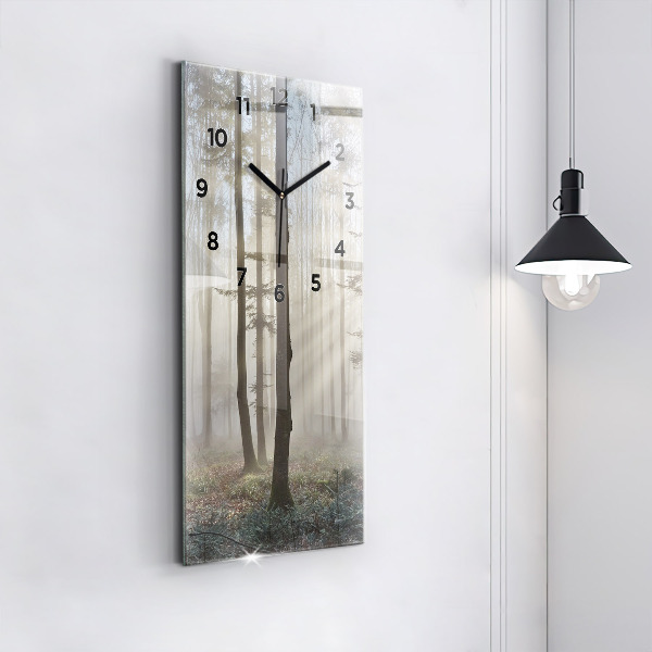 Reloj de cristal vertical Bosque en niebla - espejomat.es