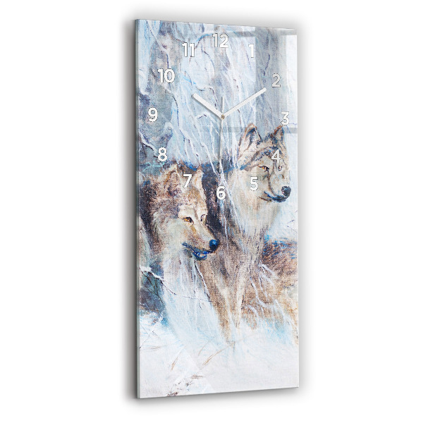 Reloj de vidrio vertical Lobos en el bosque - espejomat.es