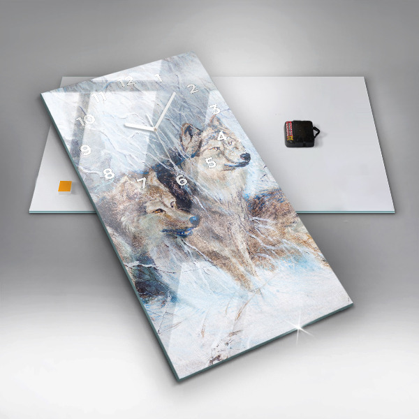 Reloj de vidrio vertical Lobos en el bosque - espejomat.es