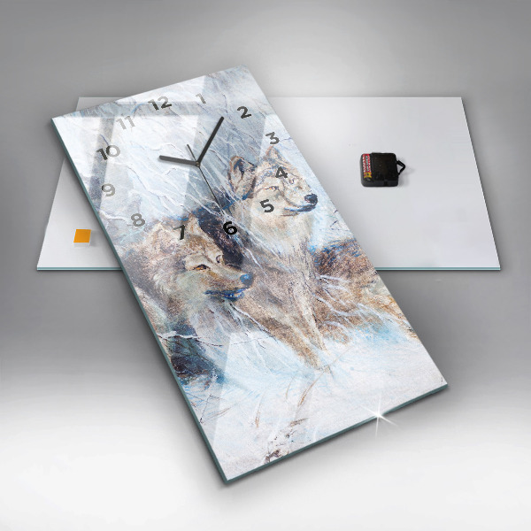 Reloj de vidrio vertical Lobos en el bosque - espejomat.es