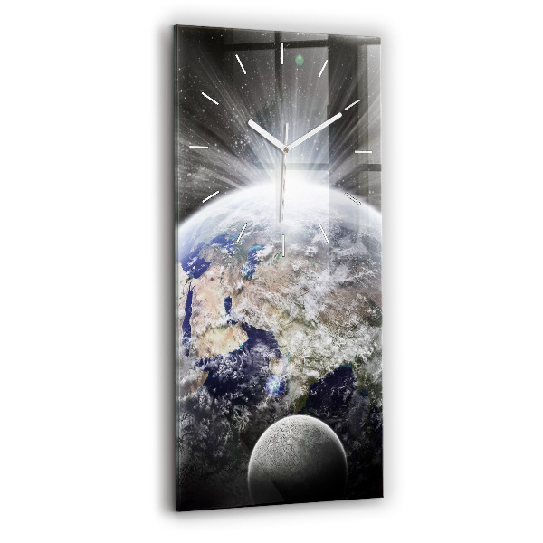 Reloj de cristal vertical Tierra Luna Sol - espejomat.es