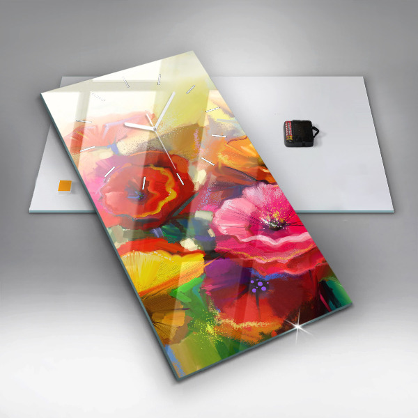 Reloj vertical Amapolas de colores - espejomat.es