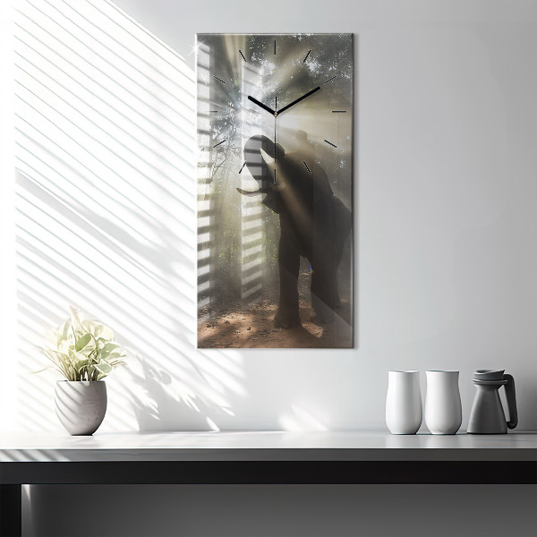 Reloj de vidrio vertical Elefante en la jungla - espejomat.es