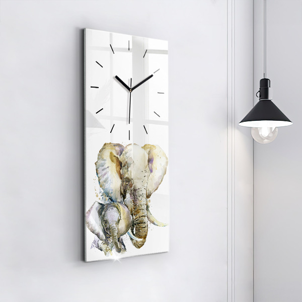 Reloj de vidrio vertical Animales pintados Elefante - espejomat.es