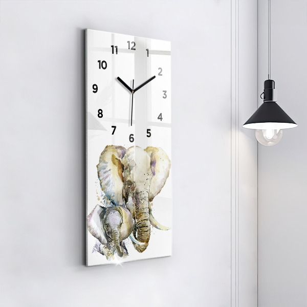 Reloj de vidrio vertical Animales pintados Elefante - espejomat.es
