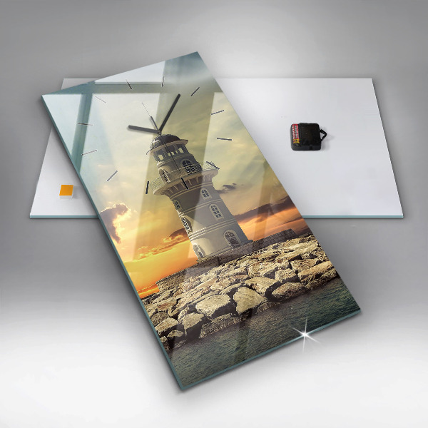 Reloj de cristal vertical Faro en el mar - espejomat.es