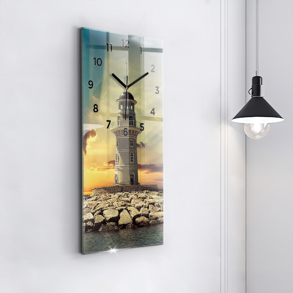 Reloj de cristal vertical Faro en el mar - espejomat.es