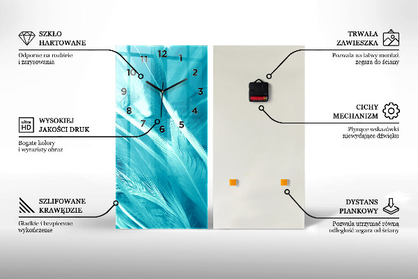 Reloj de cristal vertical Mariposa turquesa de verano - espejomat.es