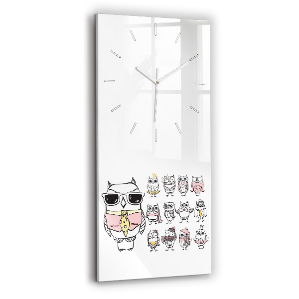 Reloj de vidrio vertical Póster vintage con búhos - espejomat.es