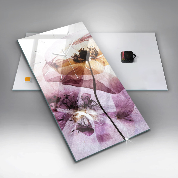 Reloj de cristal vertical Amapolas secas Flores - espejomat.es