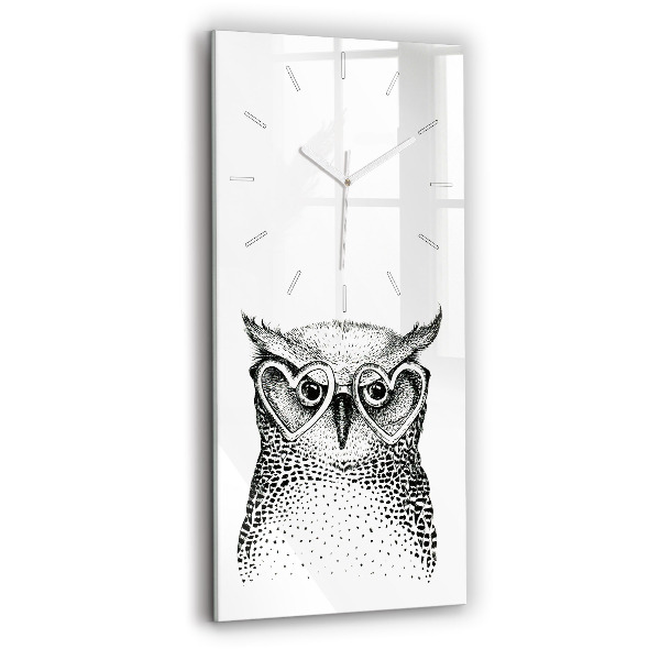 Reloj de cristal vertical Búho dibujado con gafas - espejomat.es