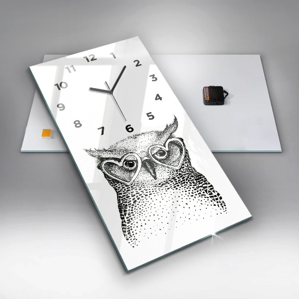 Reloj de cristal vertical Búho dibujado con gafas - espejomat.es