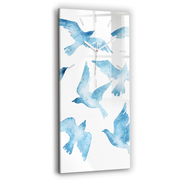 Reloj de vidrio vertical Pájaros azules volando - espejomat.es