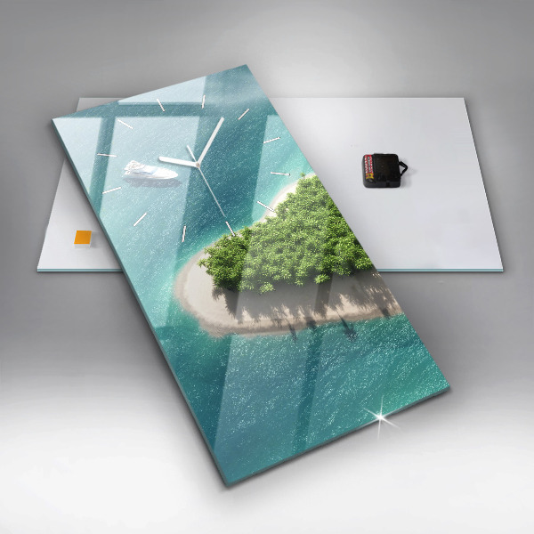 Reloj de vidrio vertical Isla corazón - espejomat.es