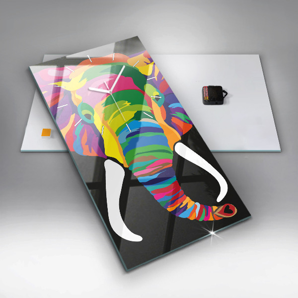 Reloj de vidrio vertical Elefante de colores - espejomat.es