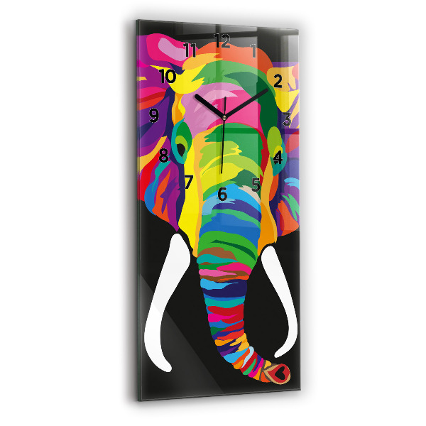 Reloj de vidrio vertical Elefante de colores - espejomat.es
