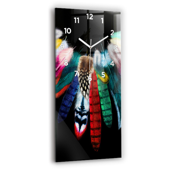 Reloj de cristal vertical Plumas de pájaro en colores - espejomat.es