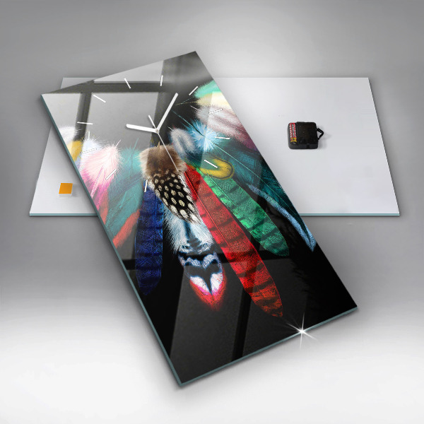 Reloj de cristal vertical Plumas de pájaro en colores - espejomat.es