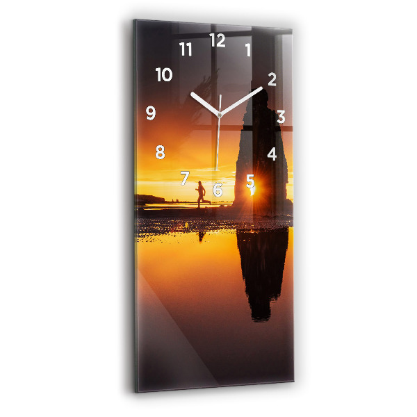 Reloj de vidrio vertical Corredor y puesta de sol - espejomat.es