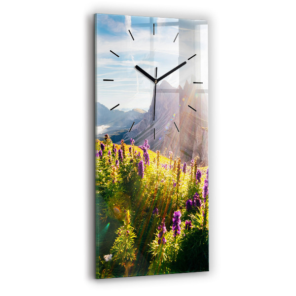 Reloj de vidrio vertical Pradera de lavanda - espejomat.es