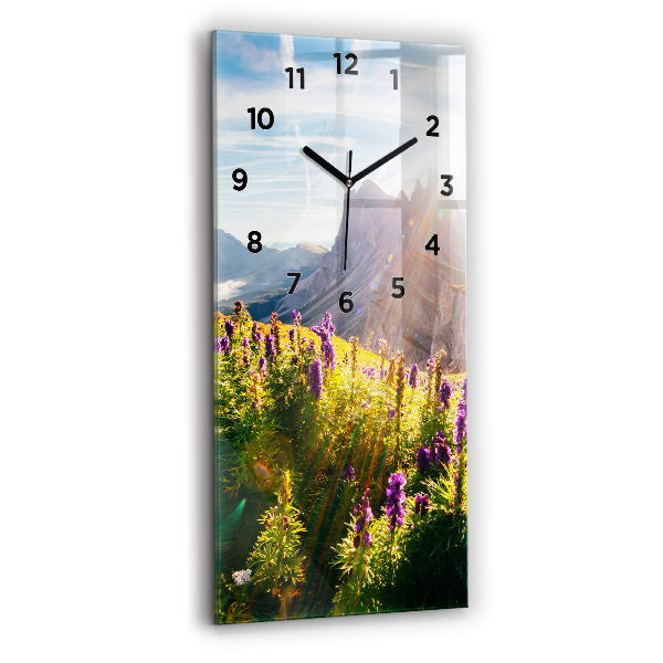 Reloj de vidrio vertical Pradera de lavanda - espejomat.es