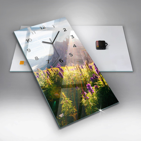 Reloj de vidrio vertical Pradera de lavanda - espejomat.es