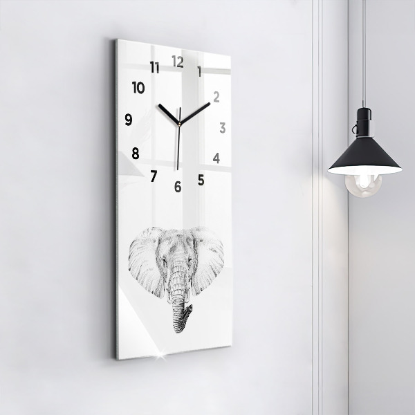 Reloj de vidrio vertical Vector cabeza de elefante - espejomat.es