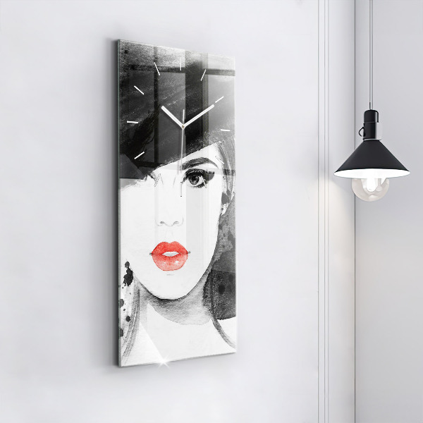 Reloj de vidrio vertical Mujer con sombrero - espejomat.es