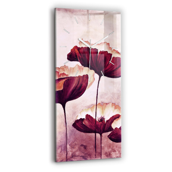 Reloj de cristal vertical Flores Amapola en flor - espejomat.es