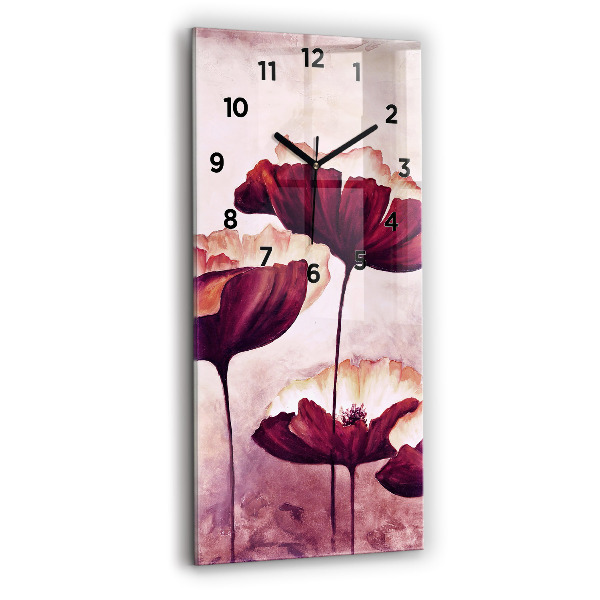 Reloj de cristal vertical Flores Amapola en flor - espejomat.es