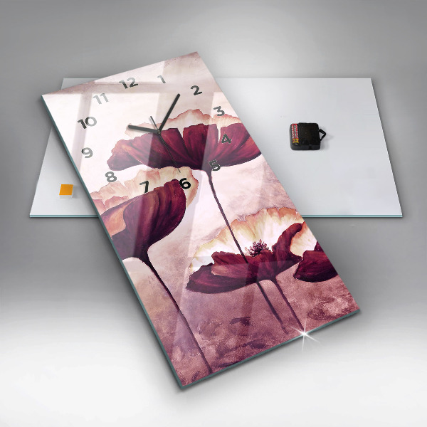 Reloj de cristal vertical Flores Amapola en flor - espejomat.es