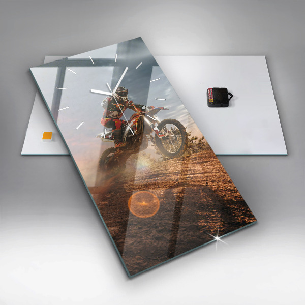 Reloj de cristal vertical Hombre en moto - espejomat.es