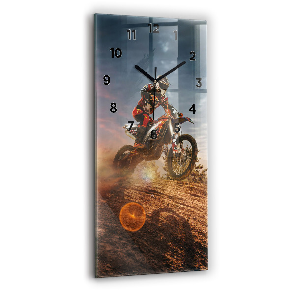 Reloj de cristal vertical Hombre en moto - espejomat.es