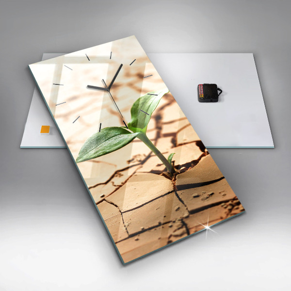 Reloj de cristal vertical Planta en tierra seca - espejomat.es
