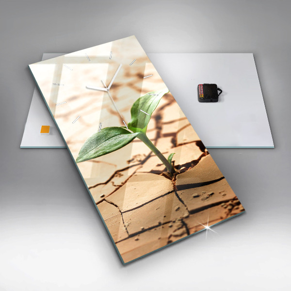 Reloj de cristal vertical Planta en tierra seca - espejomat.es