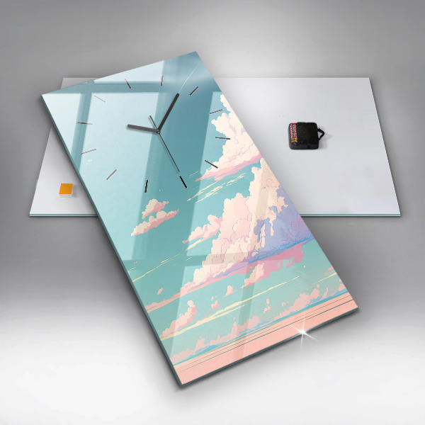 Reloj de vidrio vertical Cielo color pastel - espejomat.es
