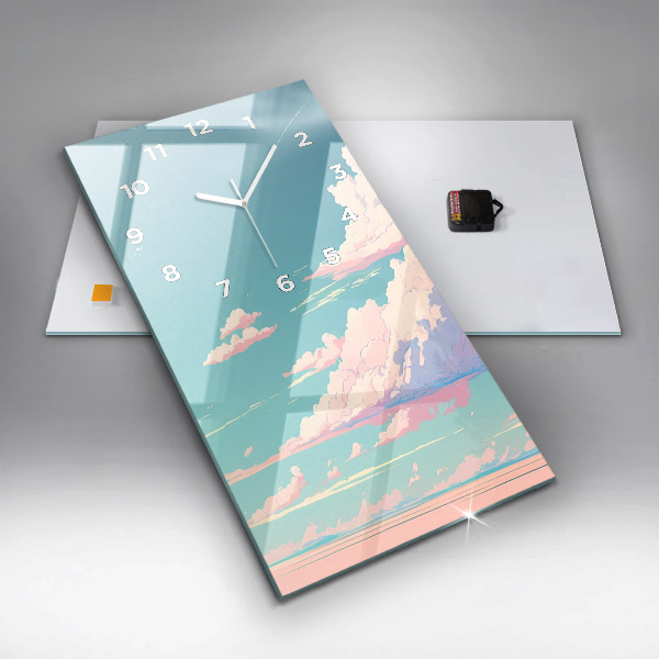 Reloj de vidrio vertical Cielo color pastel - espejomat.es